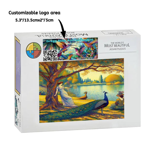 Serene Leaning Lady with Peacock Wooden Jigsaw Puzzles 1000 pcs - Gregg Acini Adoree Designs - Jigsaw Puzzle