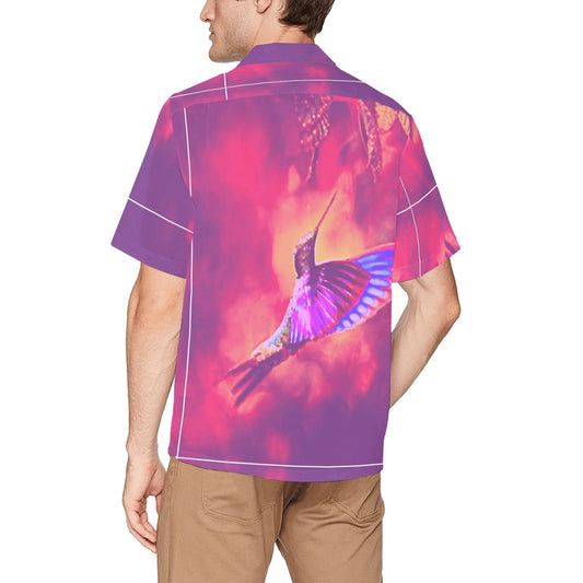 Shrine Hummingbird Hawaiian Shirt with Chest Pocket & Merged Design - Gregg Acini Adoree Designs - Hawaiian Shirt - Merged Design&Chest Pocket