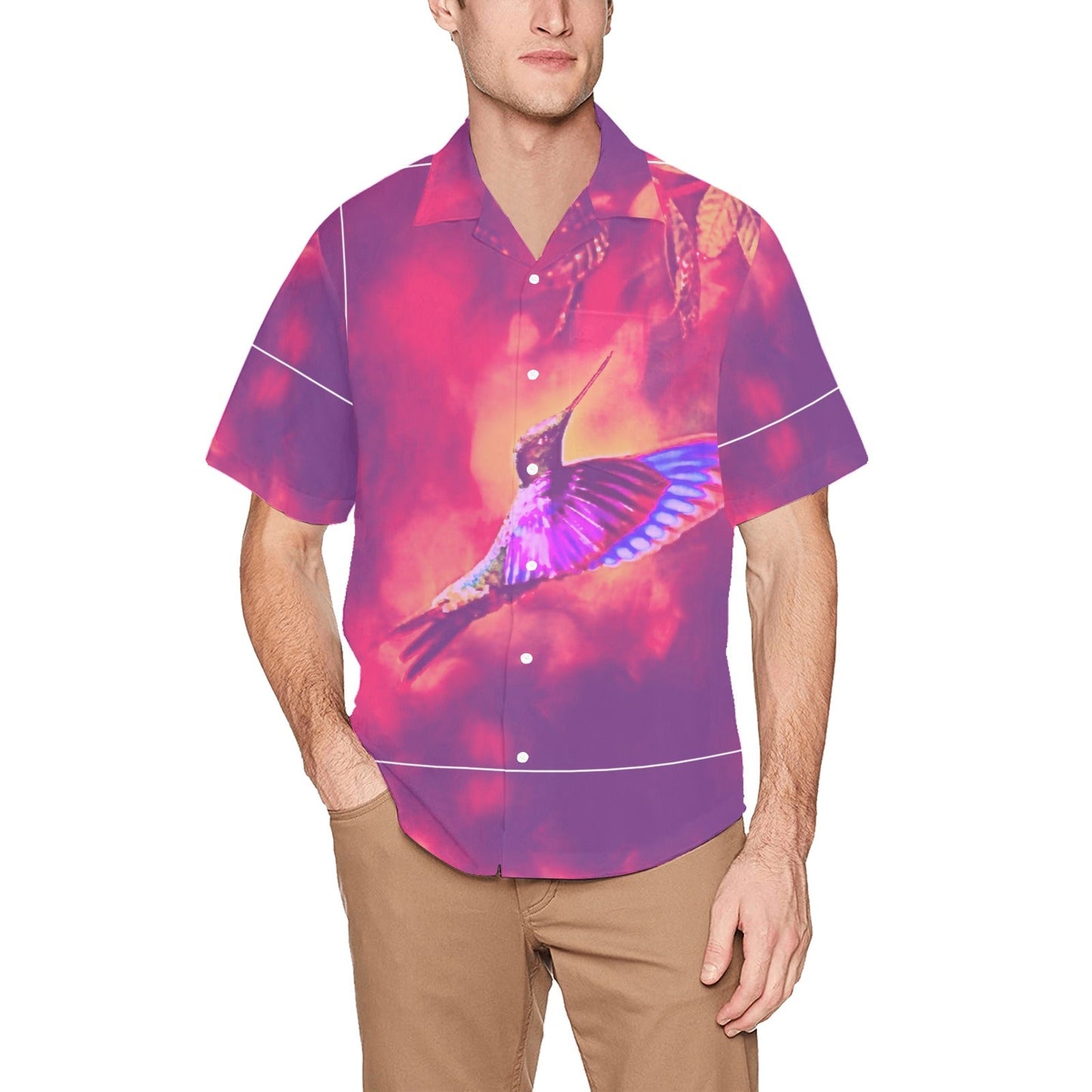 Shrine Hummingbird Hawaiian Shirt with Chest Pocket & Merged Design - Gregg Acini Adoree Designs - Hawaiian Shirt - Merged Design&Chest Pocket