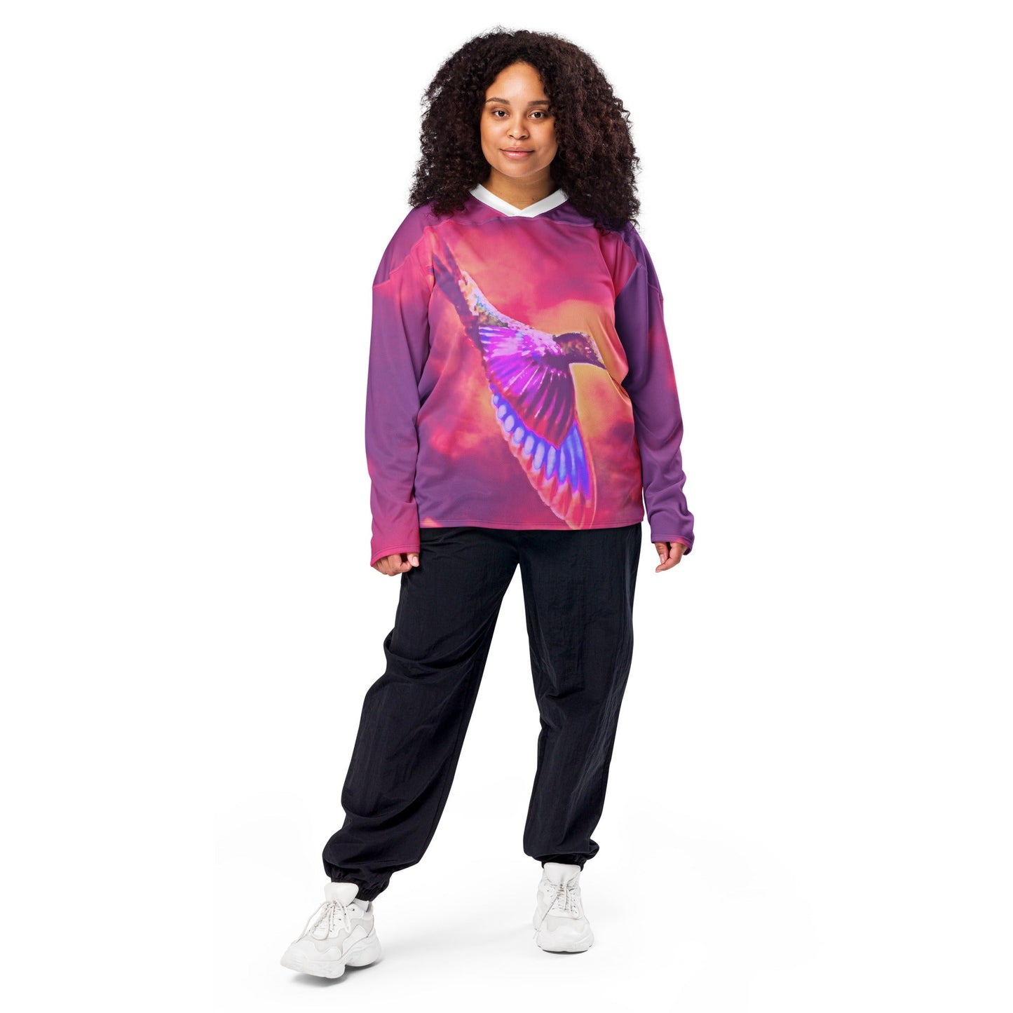 Shrine Hummingbird Recycled hockey fan jersey - Gregg Acini Adoree Designs - Hockey Jersey