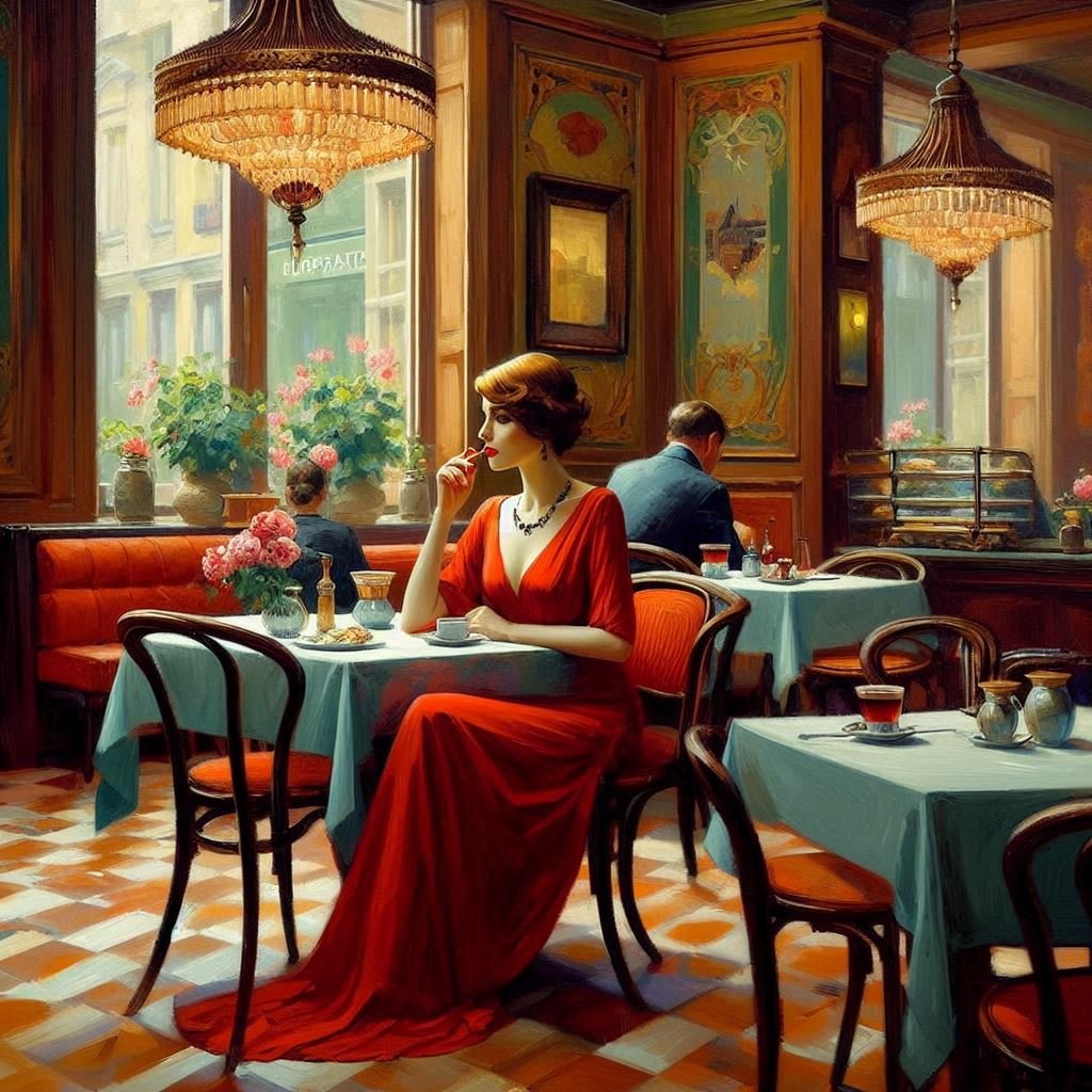 Study of Ladies in a Cafe - Gregg Acini Adoree Designs -