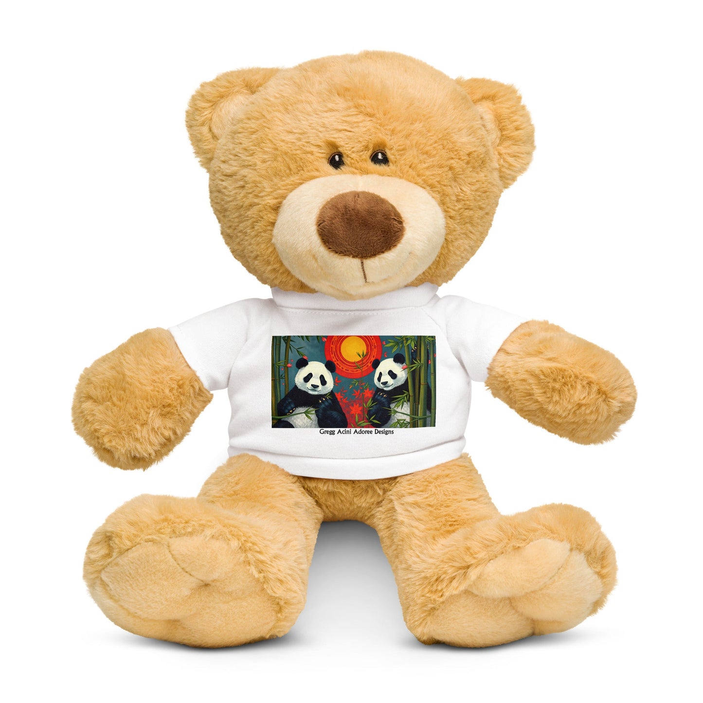 Teddy bear with a Panda Sunset t-shirt by Gregg Acini Adoree Designs - Gregg Acini Adoree Designs - Toy