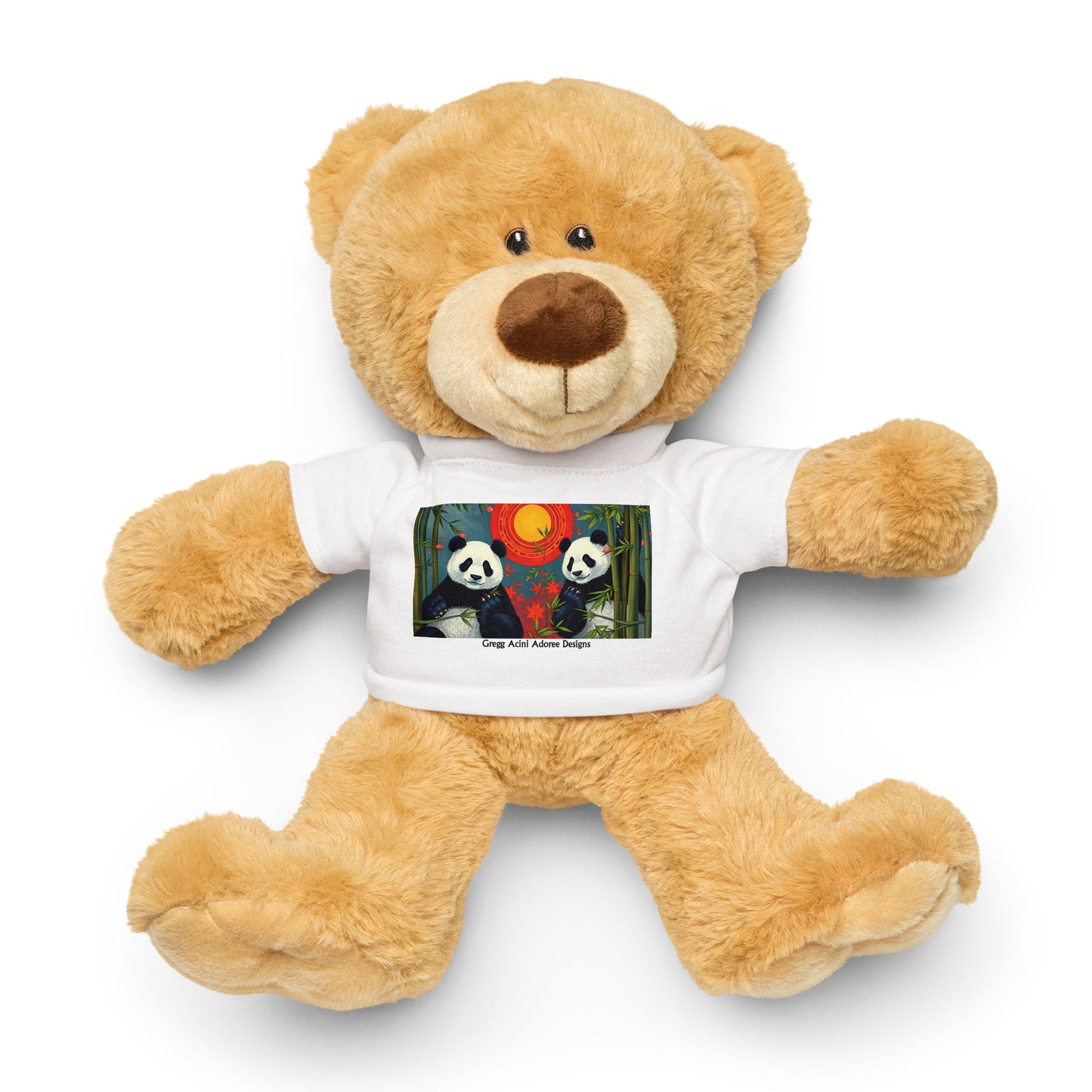Teddy bear with a Panda Sunset t-shirt by Gregg Acini Adoree Designs - Gregg Acini Adoree Designs - Toy