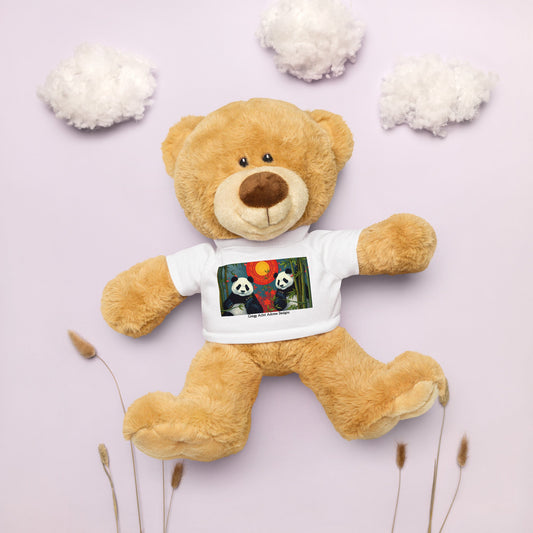 Teddy bear with a Panda Sunset t-shirt by Gregg Acini Adoree Designs - Gregg Acini Adoree Designs - Toy