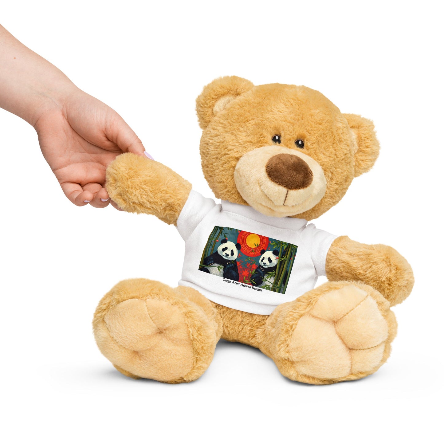 Teddy bear with a Panda Sunset t-shirt by Gregg Acini Adoree Designs - Gregg Acini Adoree Designs - Toy