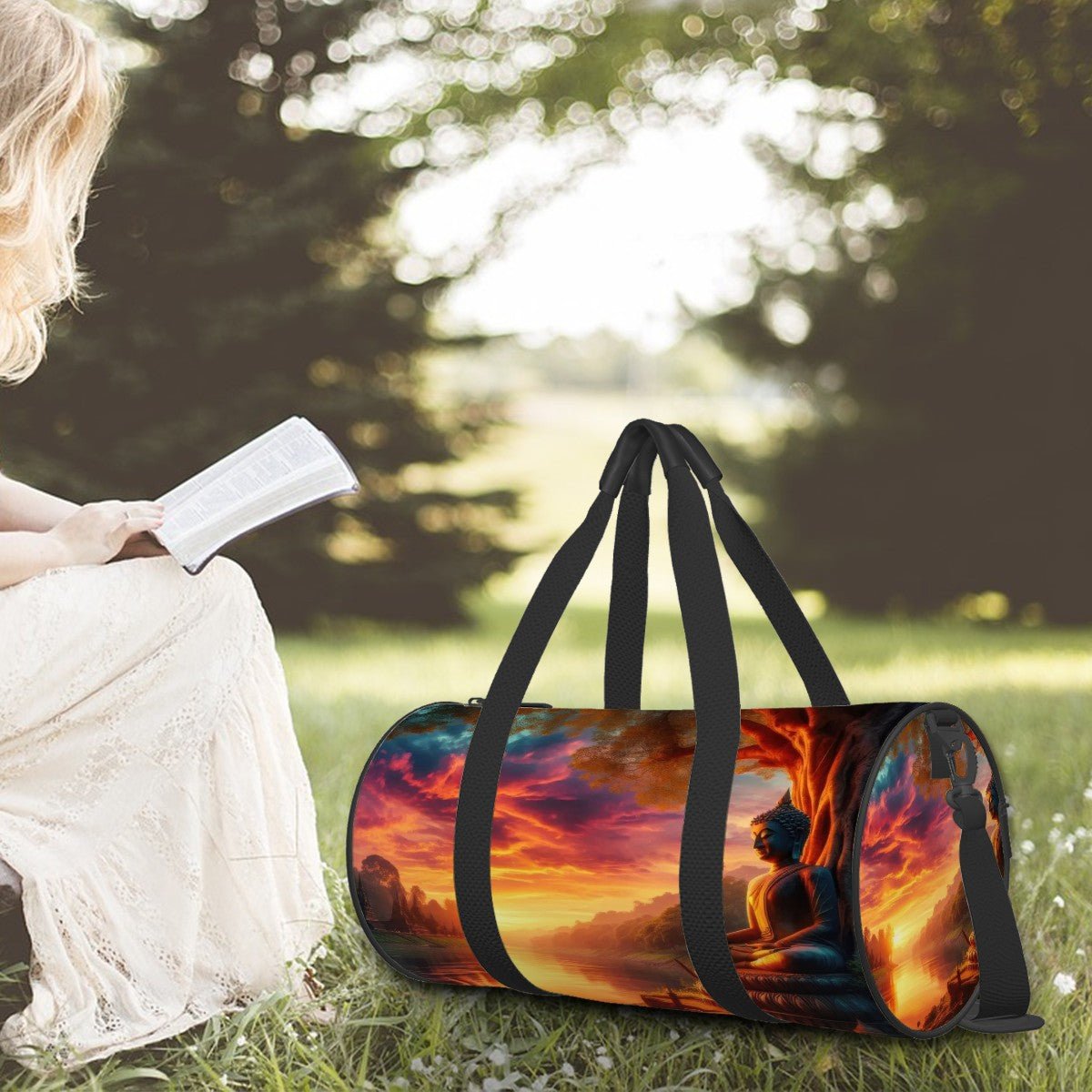 Tranquility Cylinder Duffel Bag Large Capacity - Gregg Acini Adoree Designs - Luggage