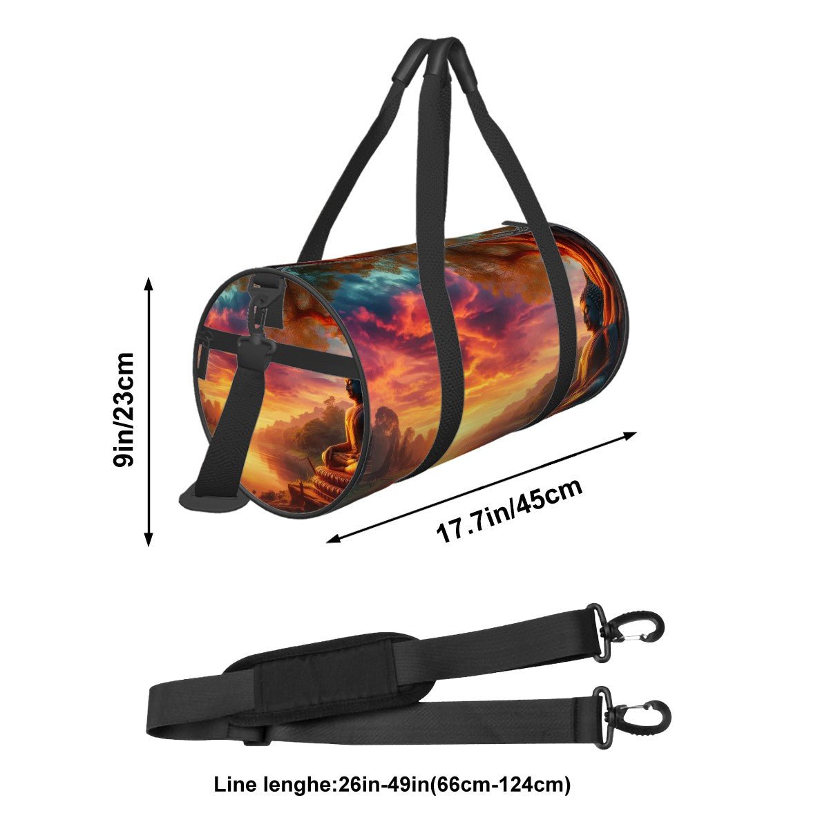 Tranquility Cylinder Duffel Bag Large Capacity - Gregg Acini Adoree Designs - Luggage