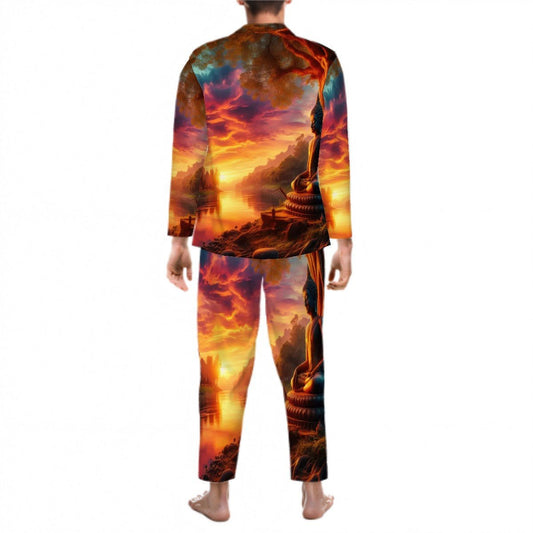 Tranquility Long Sleeved Pajamas for Men Set - Gregg Acini Adoree Designs - Men's Pajamas