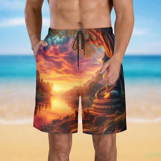 Tranquility Men's Beach Shorts - Gregg Acini Adoree Designs - Swimsuit