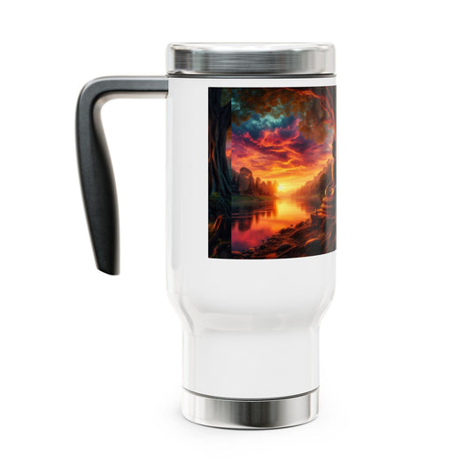 Tranquility Stainless Steel Travel Mug - 14oz Handle Design - Gregg Acini Adoree Designs - Mug