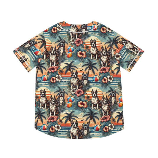 Tropical Dog Print Baseball Jersey for Fun Summer Vibes - Gregg Acini Adoree Designs - Baseball Jersey