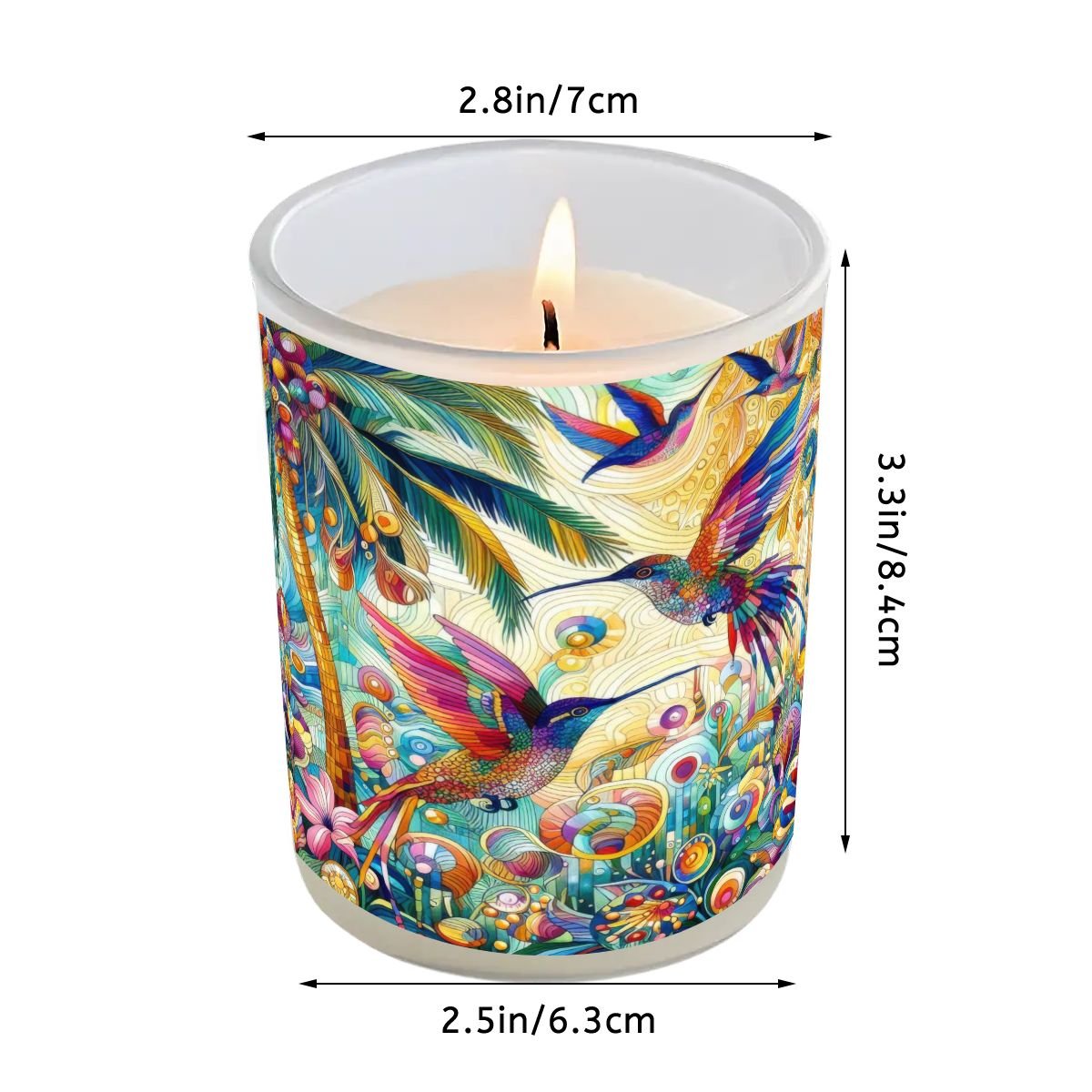 Tropical Hummingbirds Frosted Jar Scented Candle with Lid (6oz) - Gregg Acini Adoree Designs - Candles