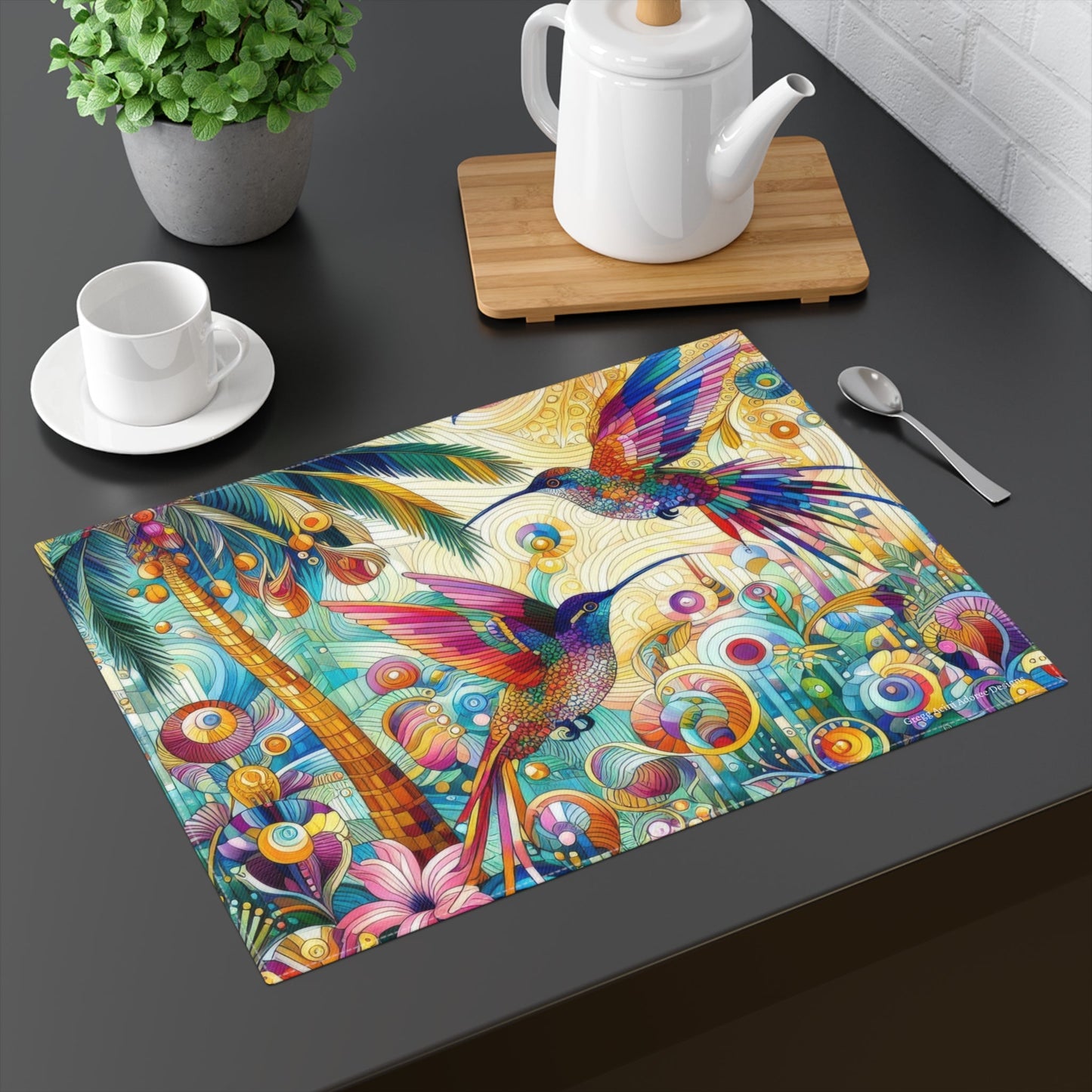 Tropical Hummingbirds Placemat - Colorful Table Decor for Dining and Special Occasions - Gregg Acini Adoree Designs - Placemat