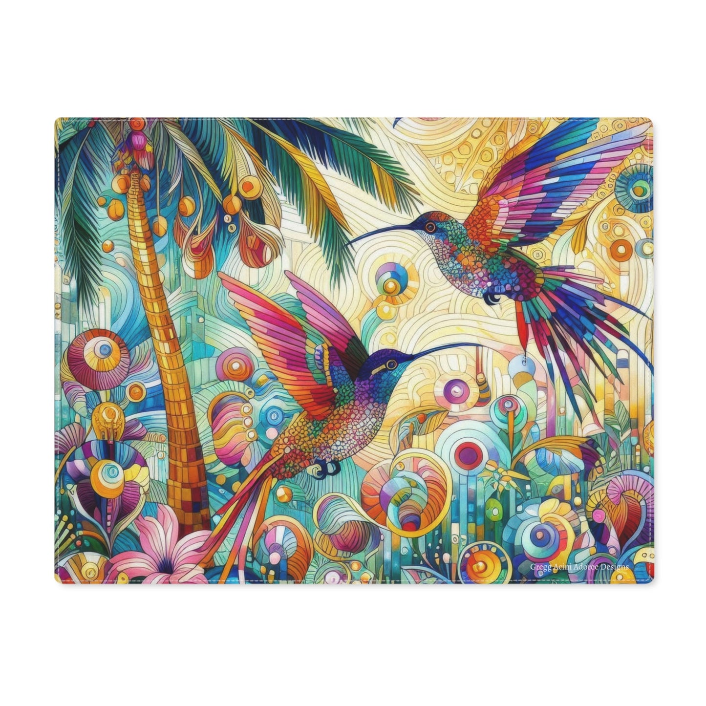 Tropical Hummingbirds Placemat - Colorful Table Decor for Dining and Special Occasions - Gregg Acini Adoree Designs - Placemat