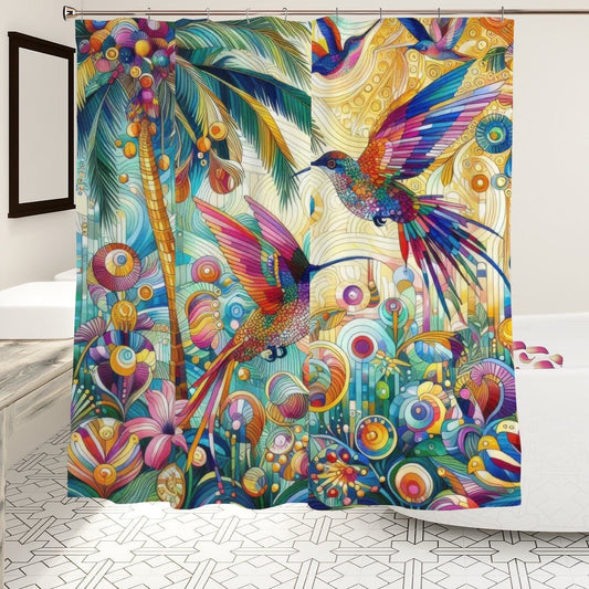 Tropical Hummingbirds Shower Curtain - Gregg Acini Adoree Designs - shower curtain