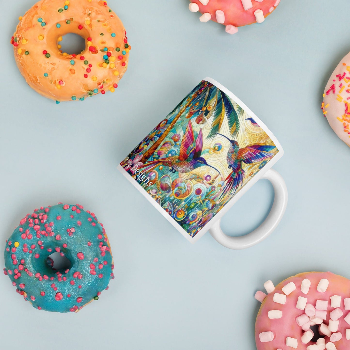 Tropical Hummingbirds White glossy mug by Gregg Acini Adoree Designs - Gregg Acini Adoree Designs - Mug