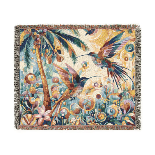 Tropical Hummingbirds Woven Blanket - Cozy Home Décor for Nature Lovers - Gregg Acini Adoree Designs - Blanket