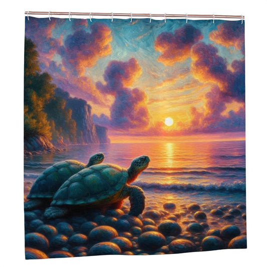 Turtles in the Sunset Shower Curtain - Gregg Acini Adoree Designs - shower curtain