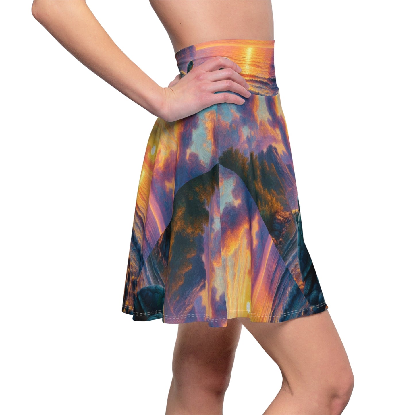 Turtles in the Sunset Skater Skirt - Nature - Inspired Fashion - Gregg Acini Adoree Designs - Skirt