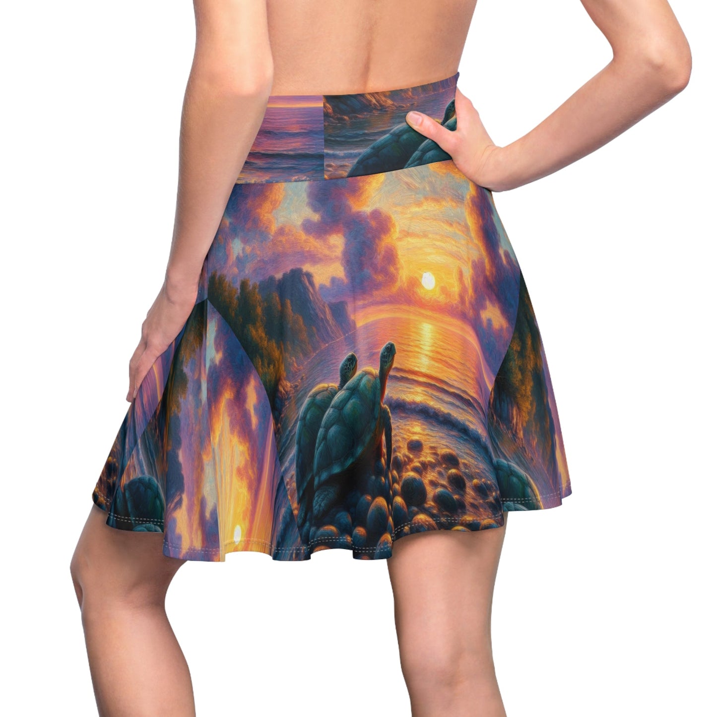 Turtles in the Sunset Skater Skirt - Nature - Inspired Fashion - Gregg Acini Adoree Designs - Skirt