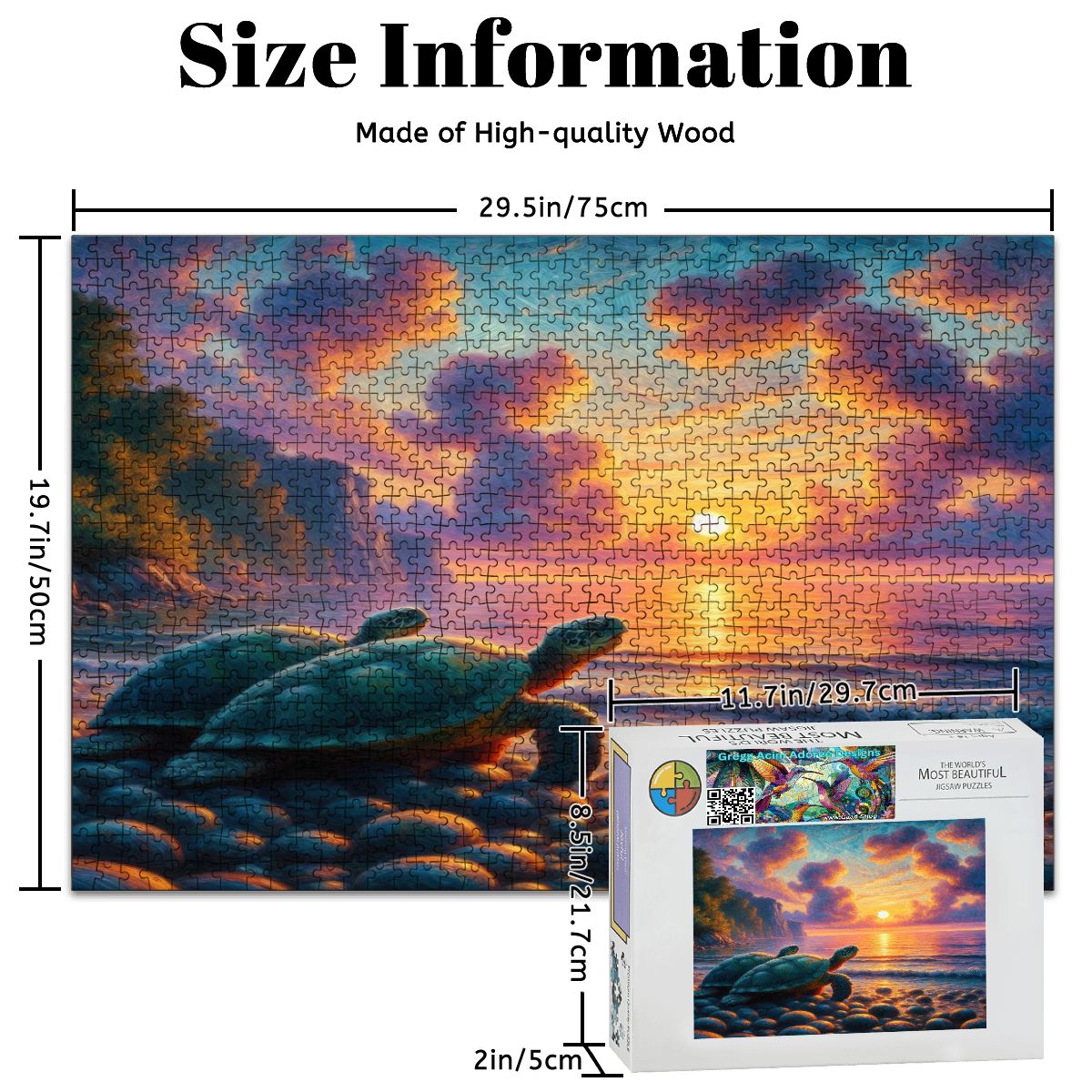 Turtles in the Sunset Wooden Jigsaw Puzzles 1000 pcs - Gregg Acini Adoree Designs - Jigsaw Puzzle