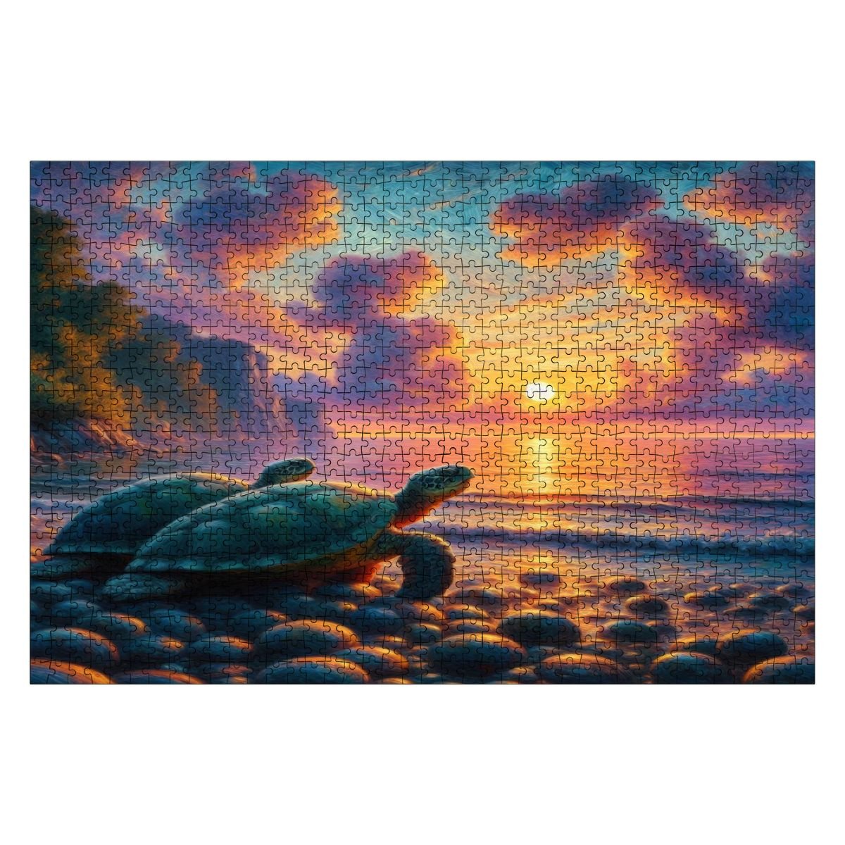 Turtles in the Sunset Wooden Jigsaw Puzzles 1000 pcs - Gregg Acini Adoree Designs - Jigsaw Puzzle