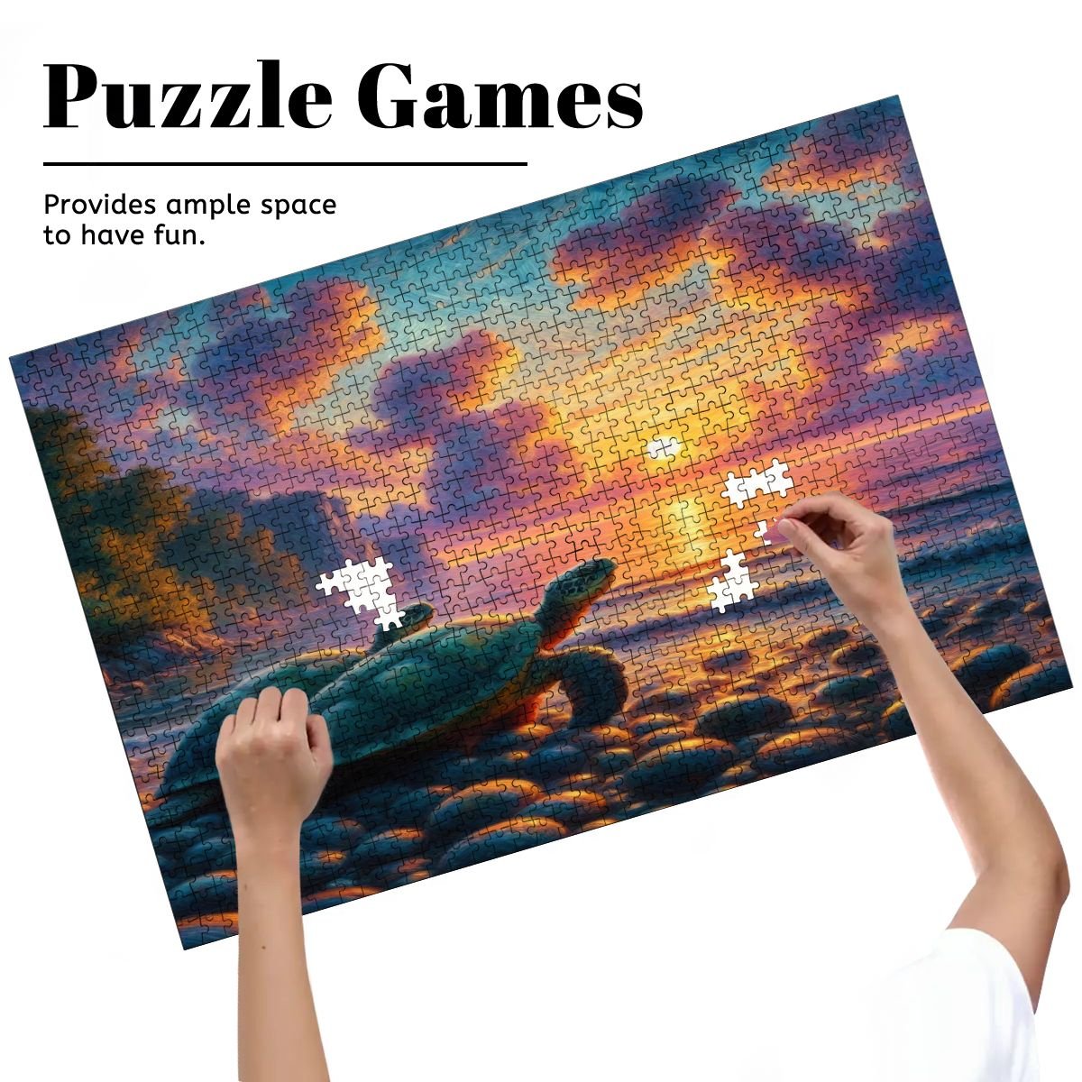 Turtles in the Sunset Wooden Jigsaw Puzzles 1000 pcs - Gregg Acini Adoree Designs - Jigsaw Puzzle