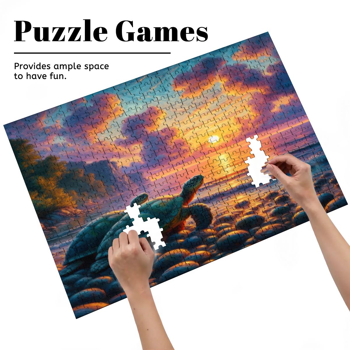 Turtles in the Sunset Wooden Jigsaw Puzzles 500 pcs - Gregg Acini Adoree Designs - Jigsaw Puzzle