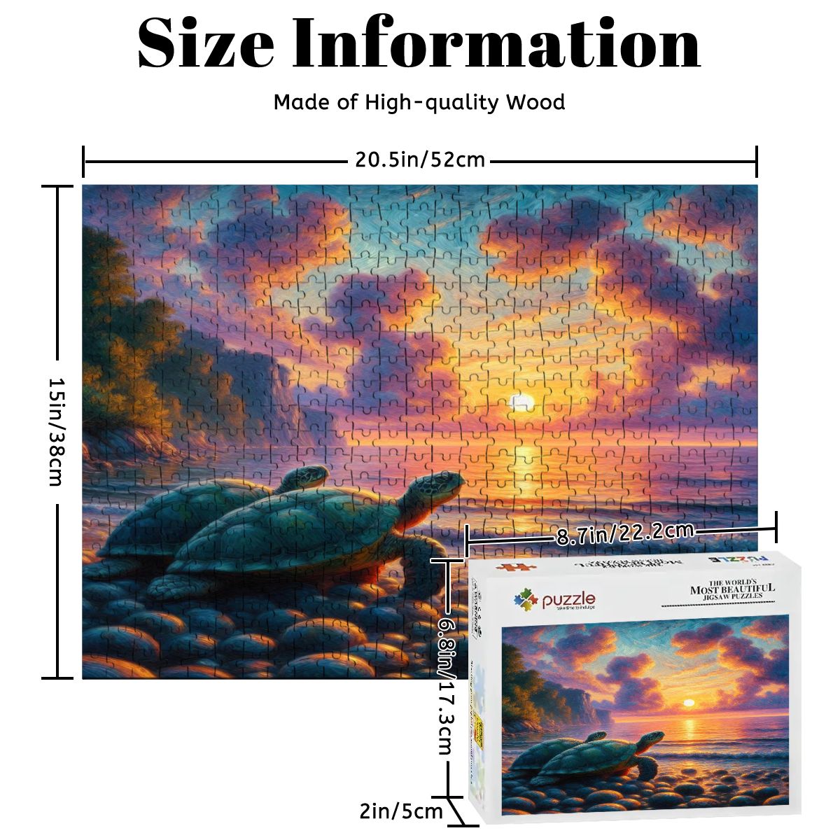 Turtles in the Sunset Wooden Jigsaw Puzzles 500 pcs - Gregg Acini Adoree Designs - Jigsaw Puzzle