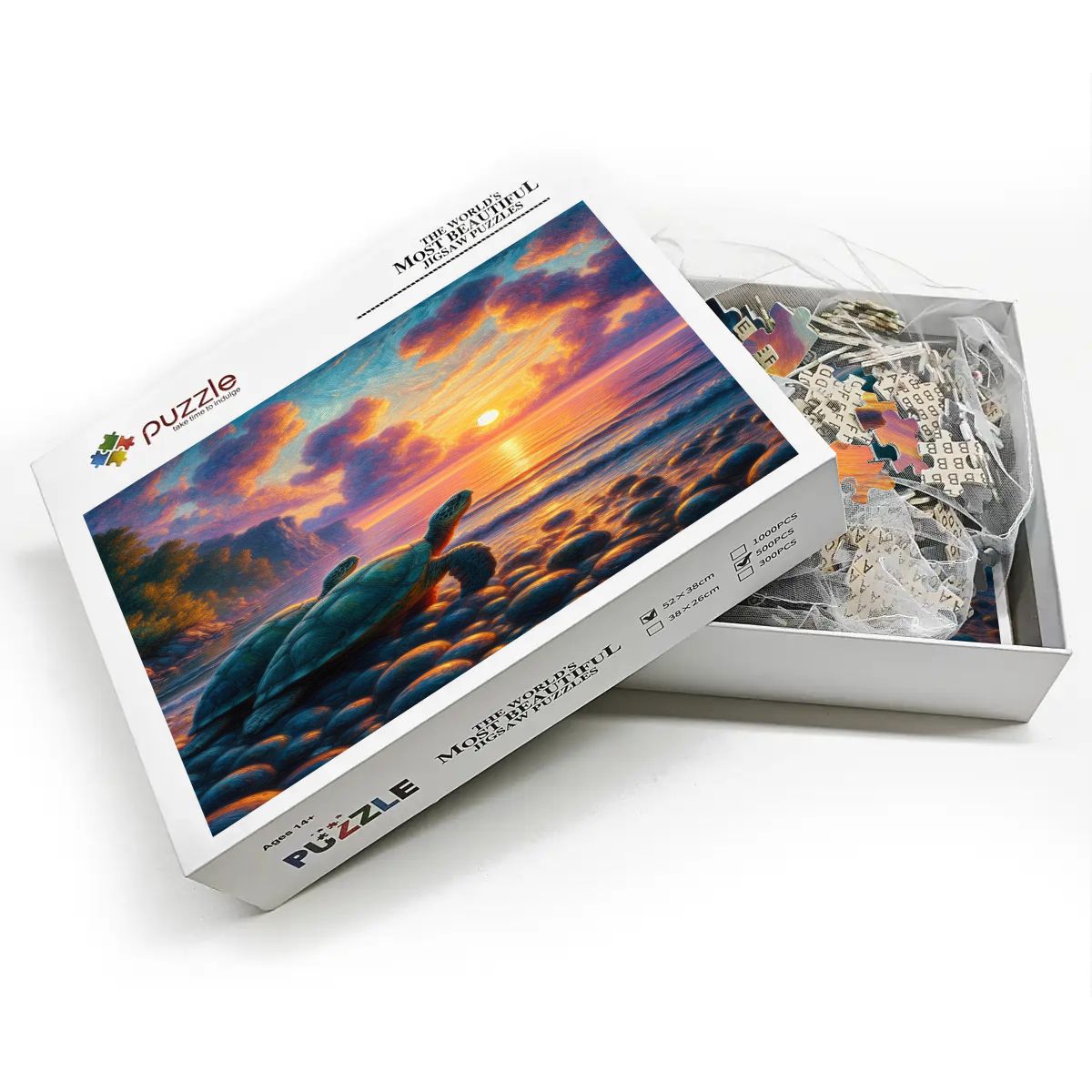 Turtles in the Sunset Wooden Jigsaw Puzzles 500 pcs - Gregg Acini Adoree Designs - Jigsaw Puzzle