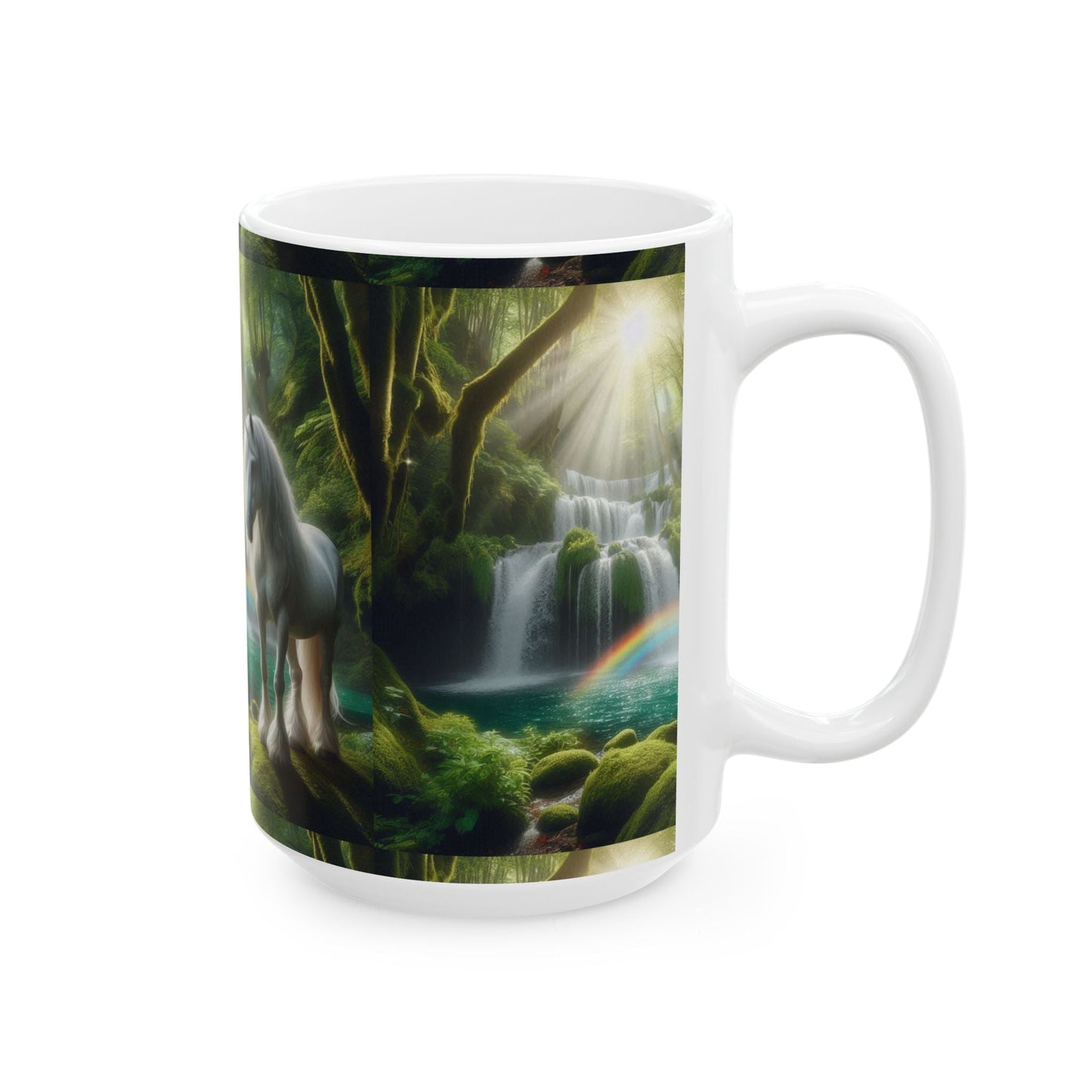 Unicorn by a Waterfall Ceramic Coffee Mug by Gregg Acini Adoree Designs - Gregg Acini Adoree Designs - Mug