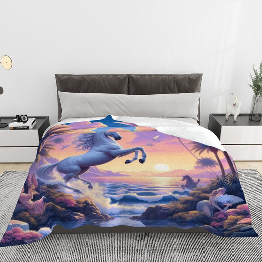 Unicorn Fantasy Flannel Throw Blanket - Gregg Acini Adoree Designs - Blanket