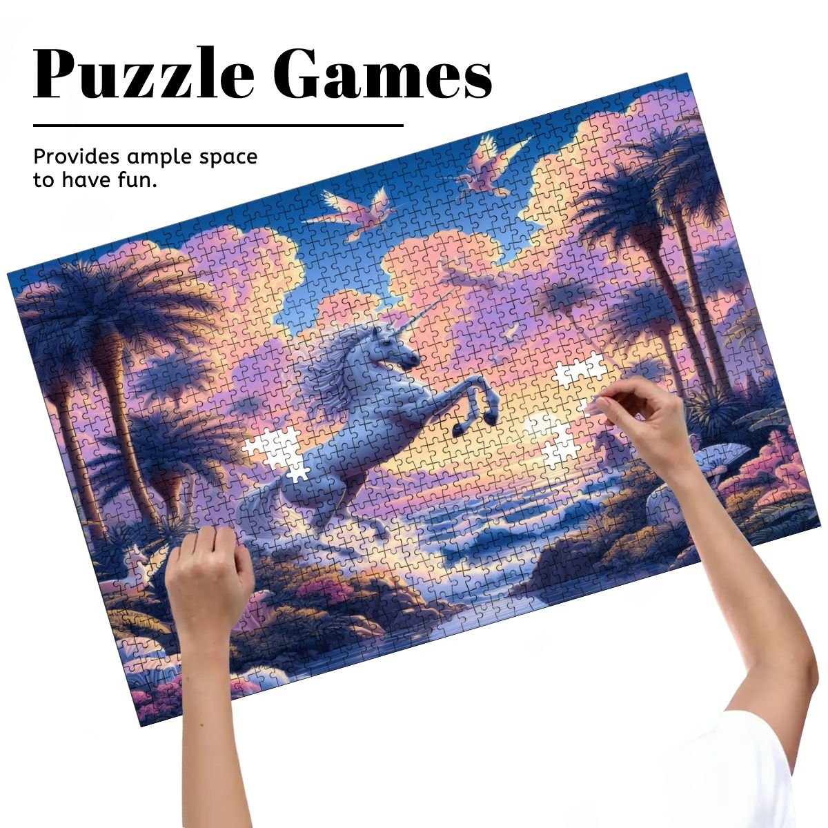 Unicorn Fantasy Wooden Jigsaw Puzzles 1000 pcs (Horizontal) - Gregg Acini Adoree Designs - Jigsaw Puzzle
