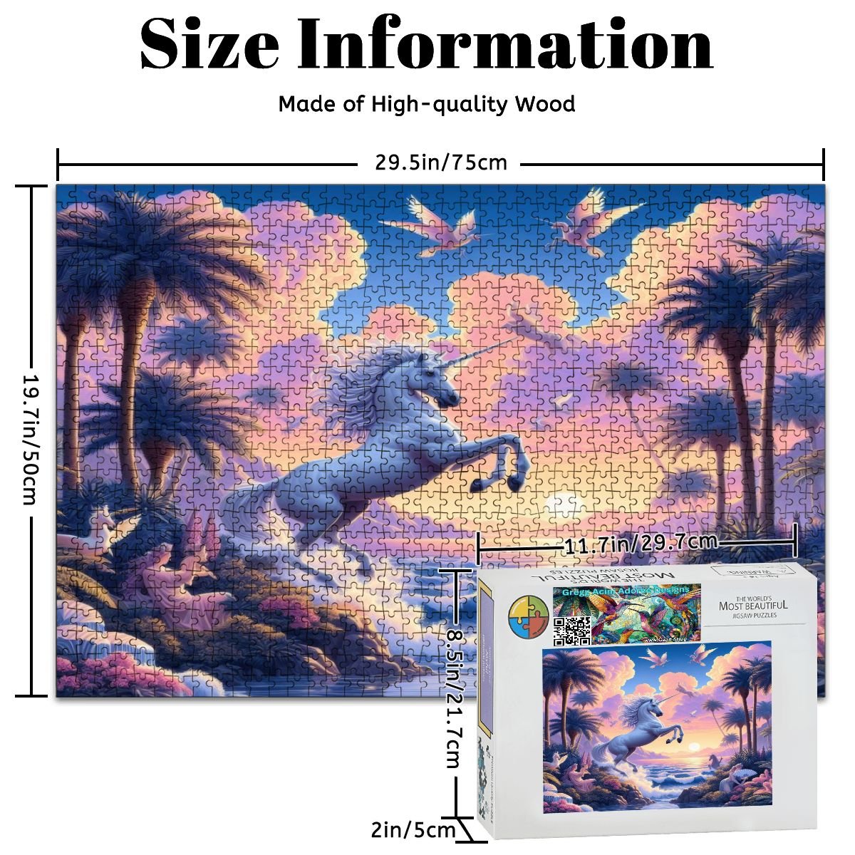 Unicorn Fantasy Wooden Jigsaw Puzzles 1000 pcs (Horizontal) - Gregg Acini Adoree Designs - Jigsaw Puzzle