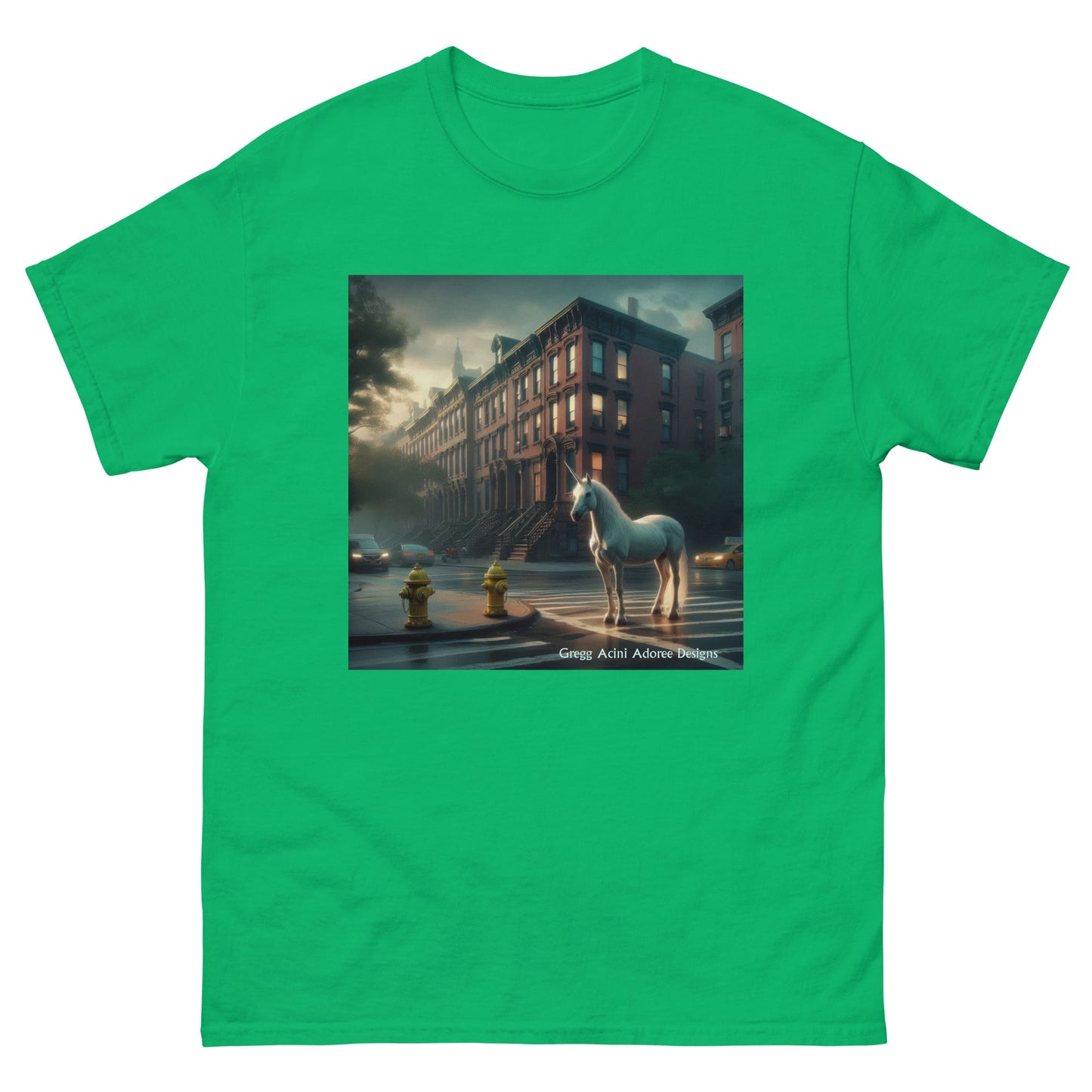 Unicorn in the City Unisex classic tee by Gregg Acini Adoree Designs - Gregg Acini Adoree Designs - Tee Shirt