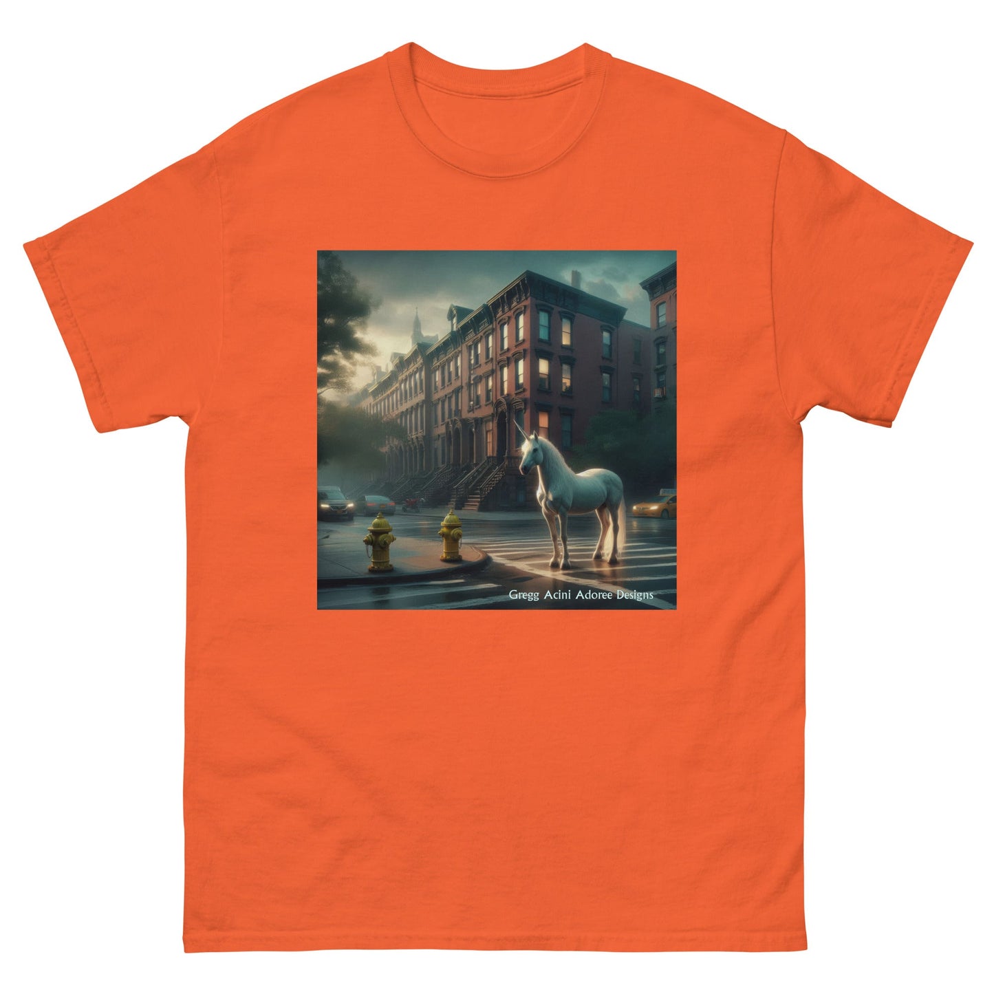 Unicorn in the City Unisex classic tee by Gregg Acini Adoree Designs - Gregg Acini Adoree Designs - Tee Shirt