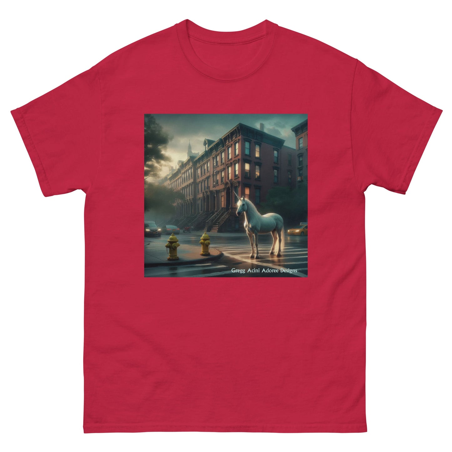 Unicorn in the City Unisex classic tee by Gregg Acini Adoree Designs - Gregg Acini Adoree Designs - Tee Shirt