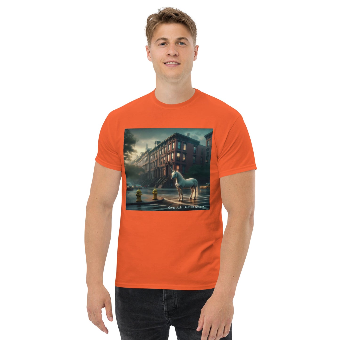 Unicorn in the City Unisex classic tee by Gregg Acini Adoree Designs - Gregg Acini Adoree Designs - Tee Shirt