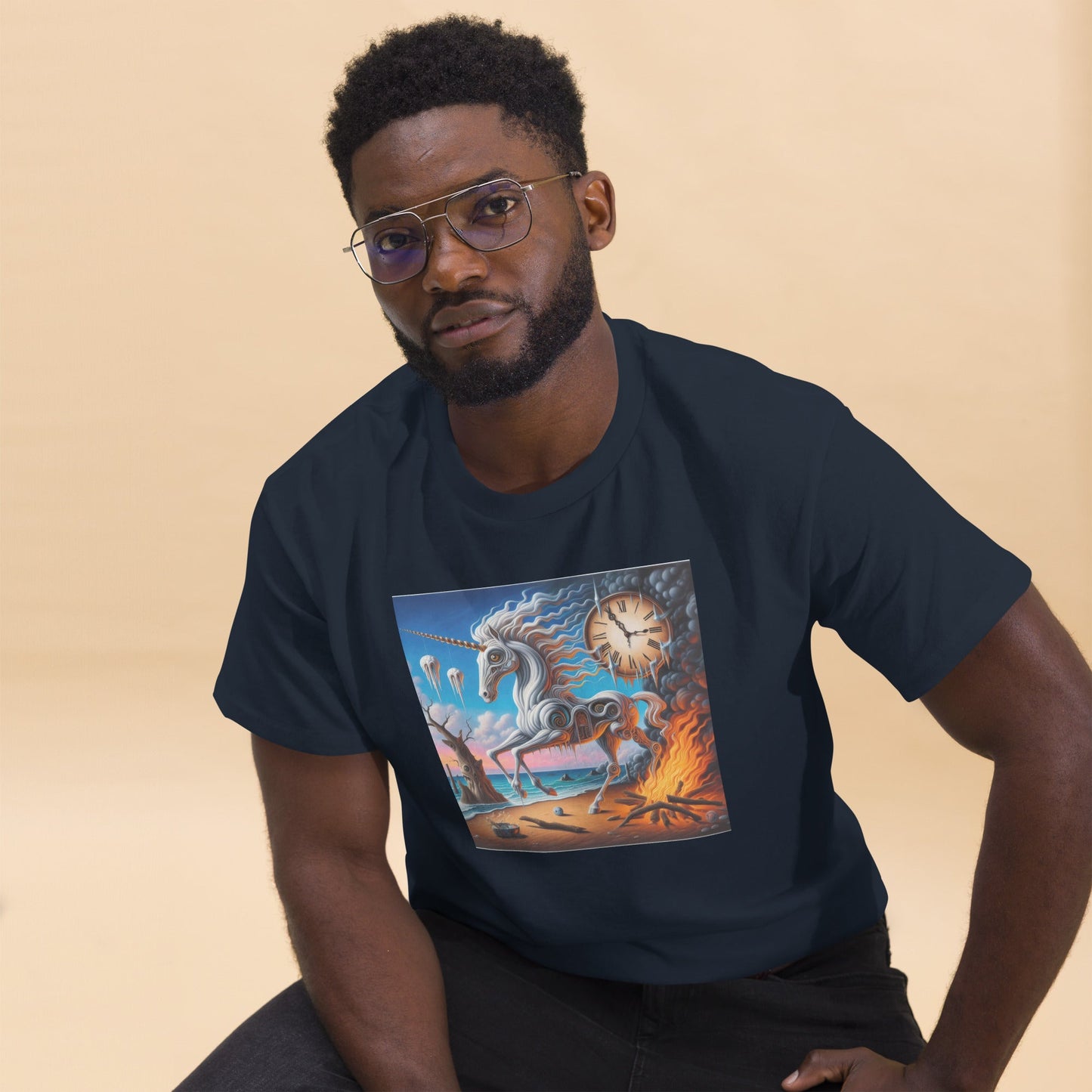 Unicorn in the style of Dali Unisex classic tee by Gregg Acini Adoree Designs - Gregg Acini Adoree Designs - Tee Shirt