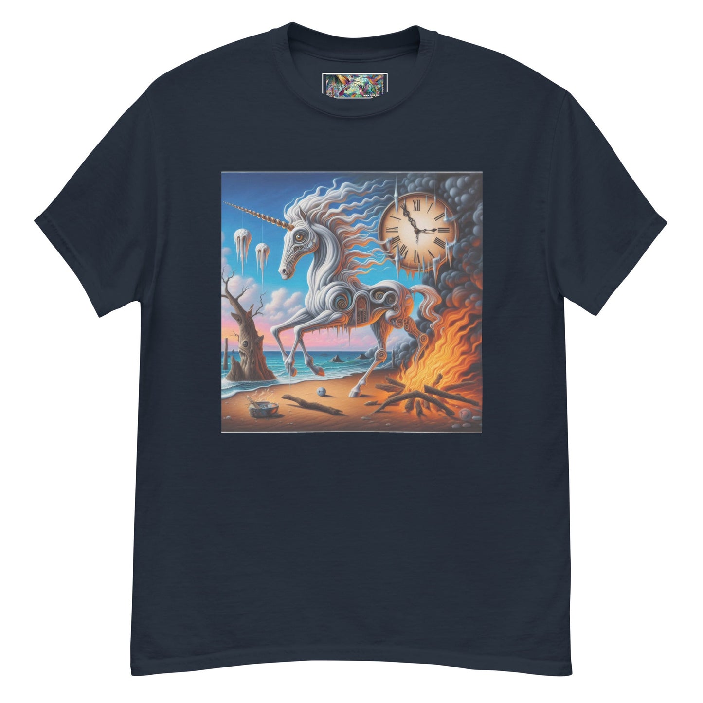Unicorn in the style of Dali Unisex classic tee by Gregg Acini Adoree Designs - Gregg Acini Adoree Designs - Tee Shirt