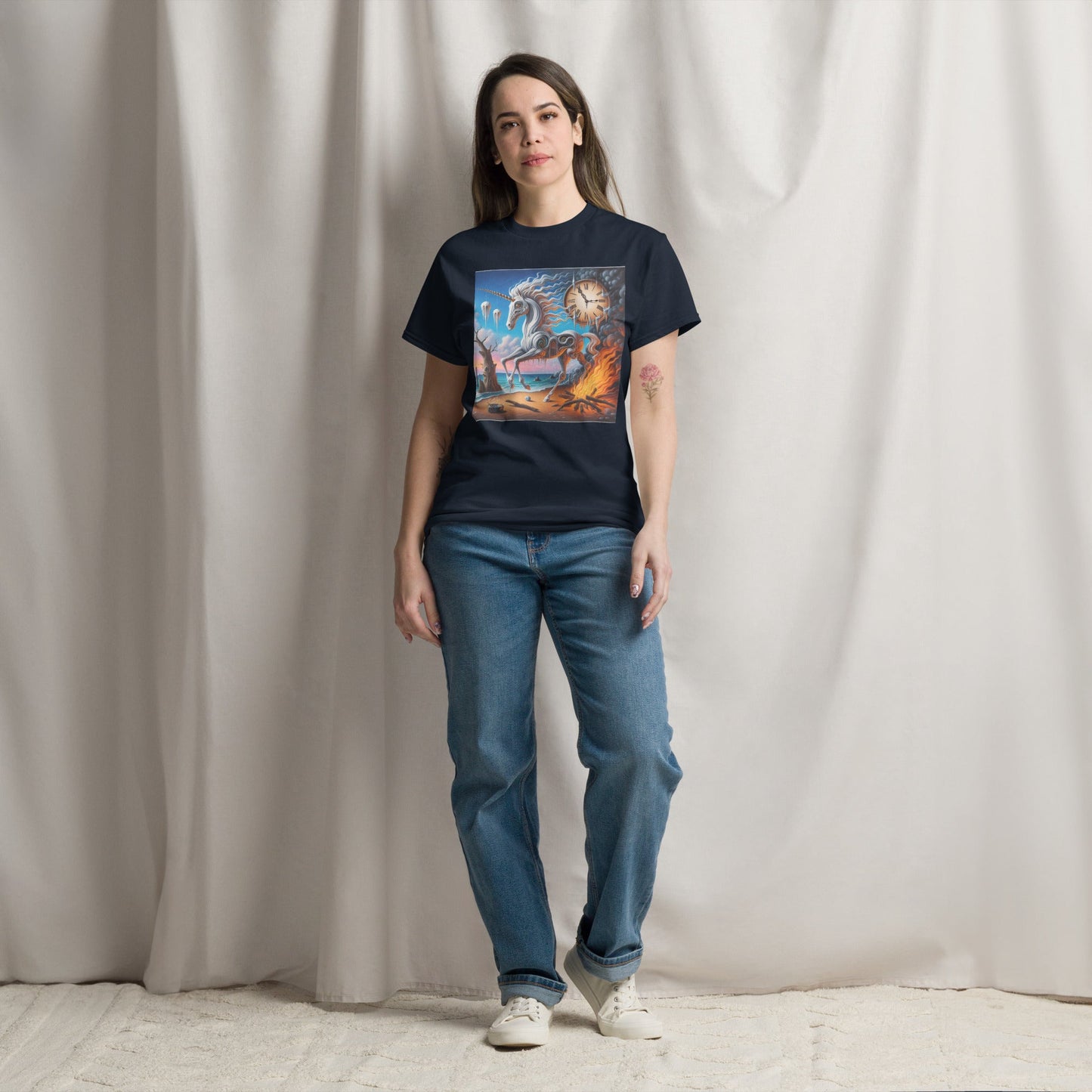 Unicorn in the style of Dali Unisex classic tee by Gregg Acini Adoree Designs - Gregg Acini Adoree Designs - Tee Shirt