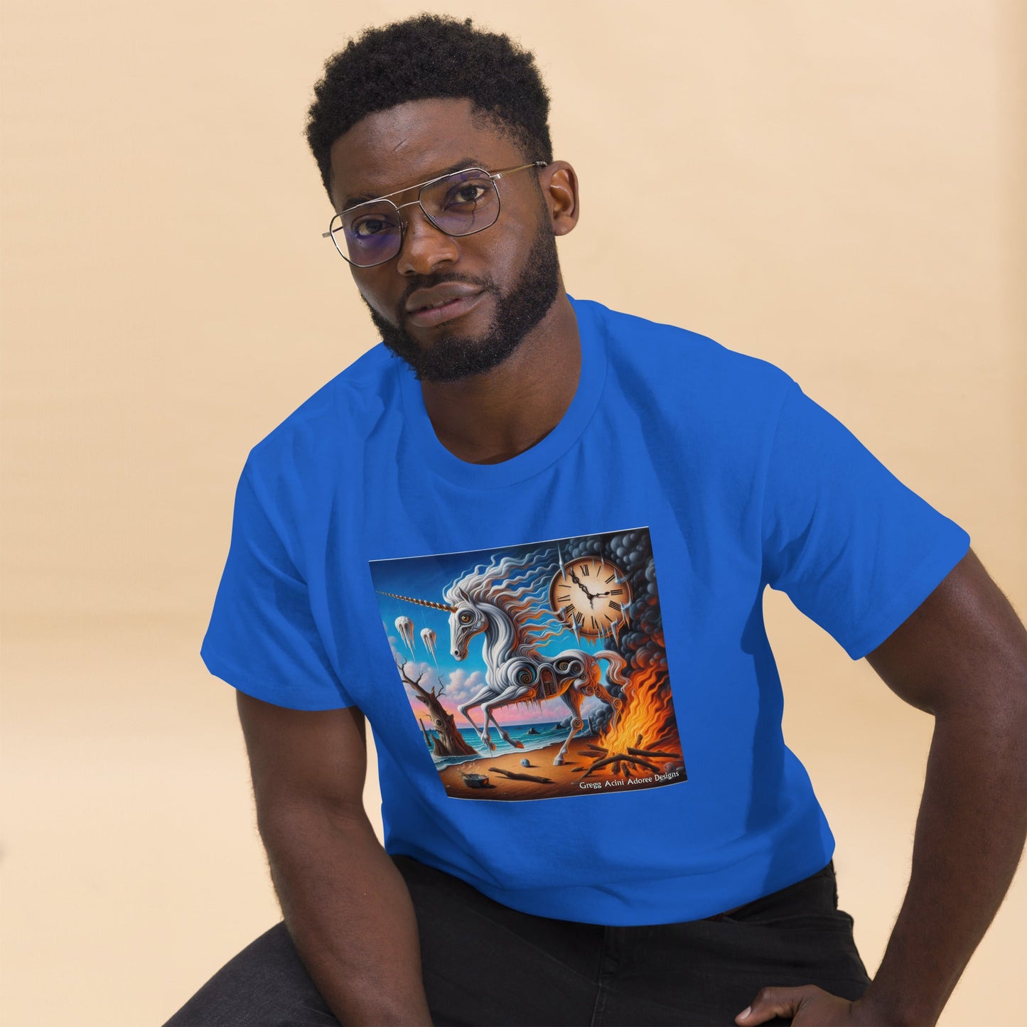 Unicorn in the style of Dali Unisex classic tee by Gregg Acini Adoree Designs - Gregg Acini Adoree Designs - Tee Shirt