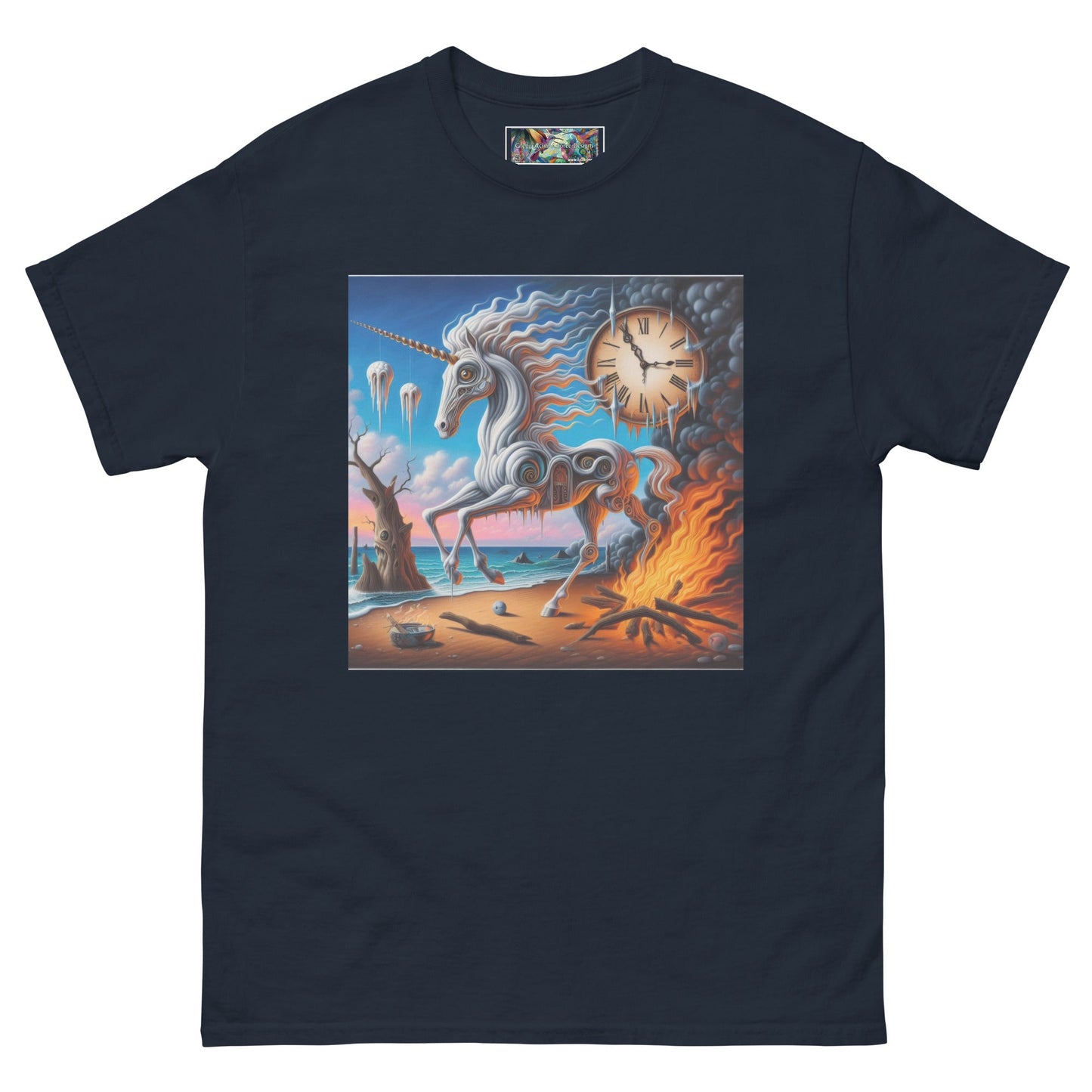 Unicorn in the style of Dali Unisex classic tee by Gregg Acini Adoree Designs - Gregg Acini Adoree Designs - Tee Shirt