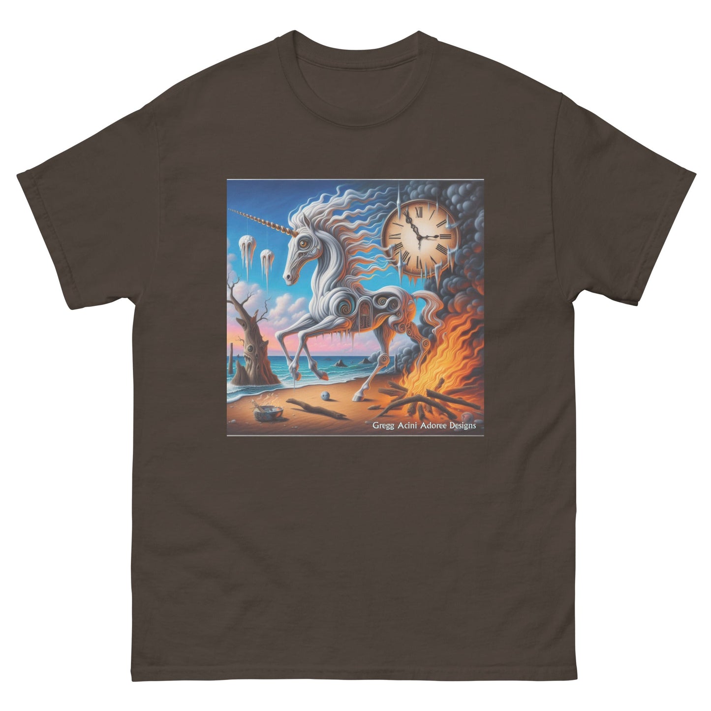 Unicorn in the style of Dali Unisex classic tee by Gregg Acini Adoree Designs - Gregg Acini Adoree Designs - Tee Shirt