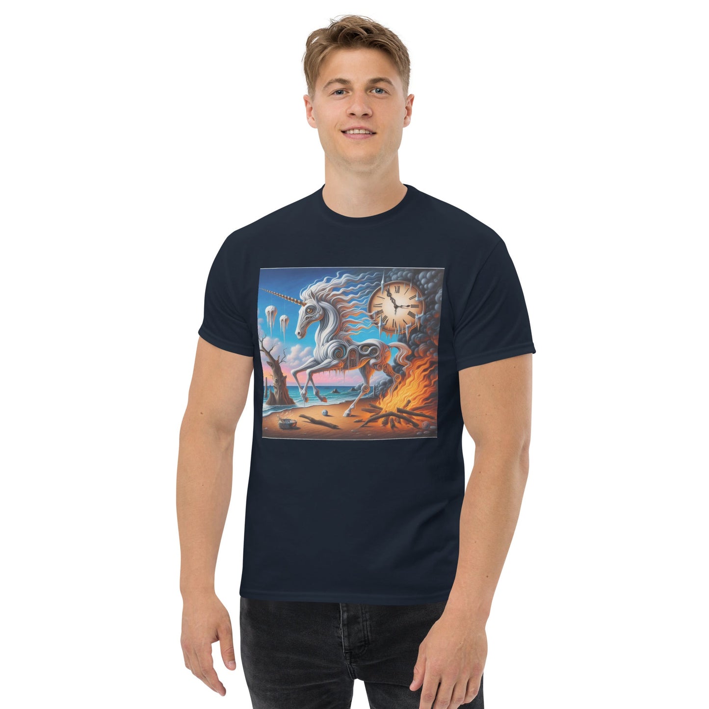 Unicorn in the style of Dali Unisex classic tee by Gregg Acini Adoree Designs - Gregg Acini Adoree Designs - Tee Shirt