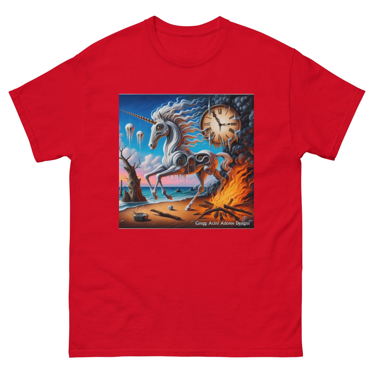 Unicorn in the style of Dali Unisex classic tee by Gregg Acini Adoree Designs - Gregg Acini Adoree Designs - Tee Shirt
