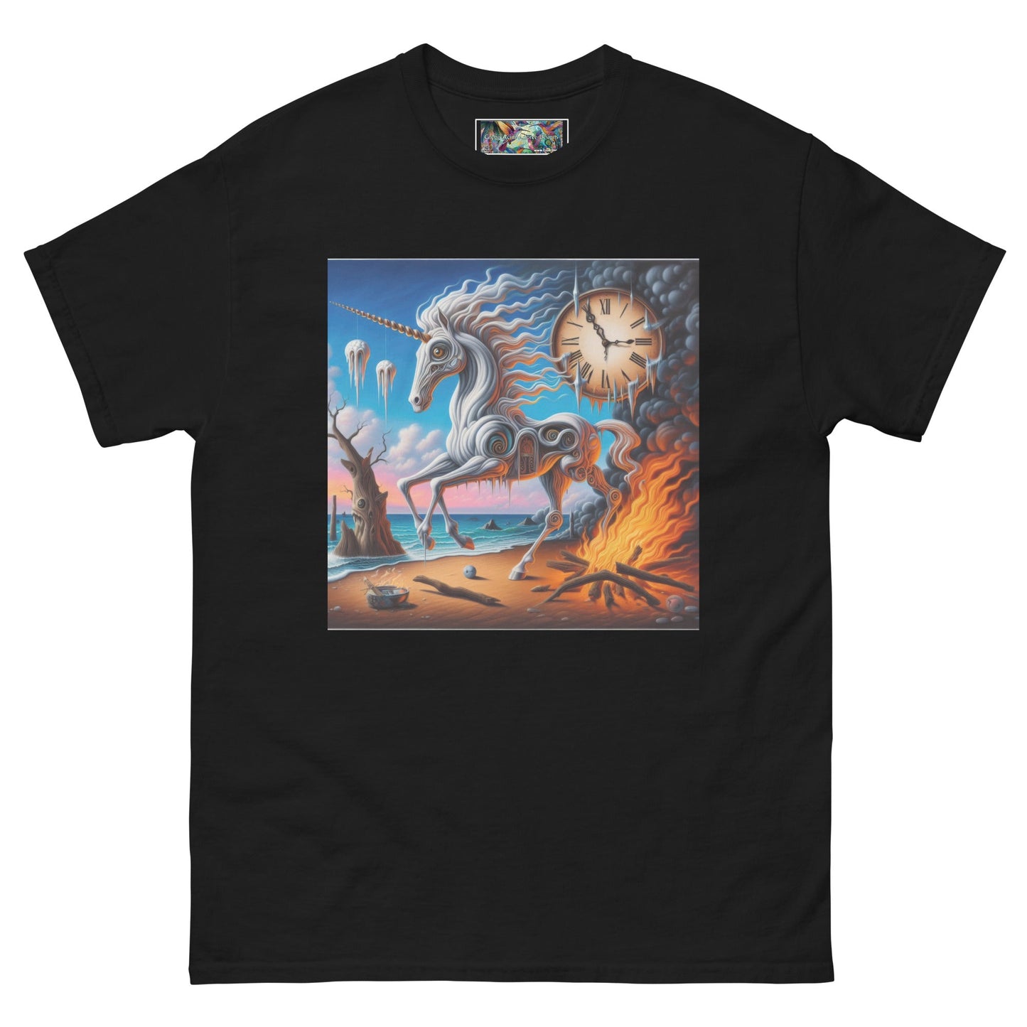 Unicorn in the style of Dali Unisex classic tee by Gregg Acini Adoree Designs - Gregg Acini Adoree Designs - Tee Shirt