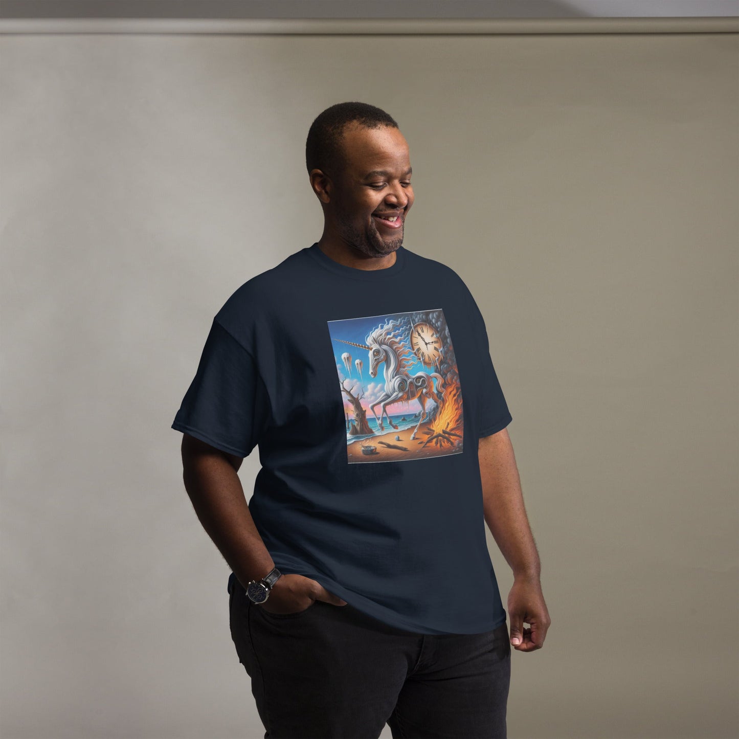 Unicorn in the style of Dali Unisex classic tee by Gregg Acini Adoree Designs - Gregg Acini Adoree Designs - Tee Shirt