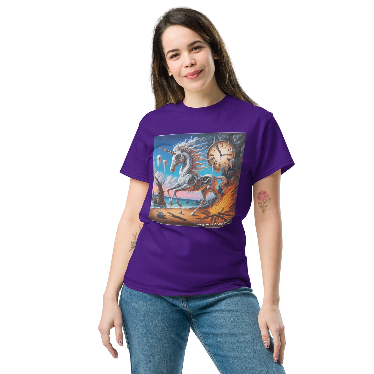 Unicorn in the style of Dali Unisex classic tee by Gregg Acini Adoree Designs - Gregg Acini Adoree Designs - Tee Shirt