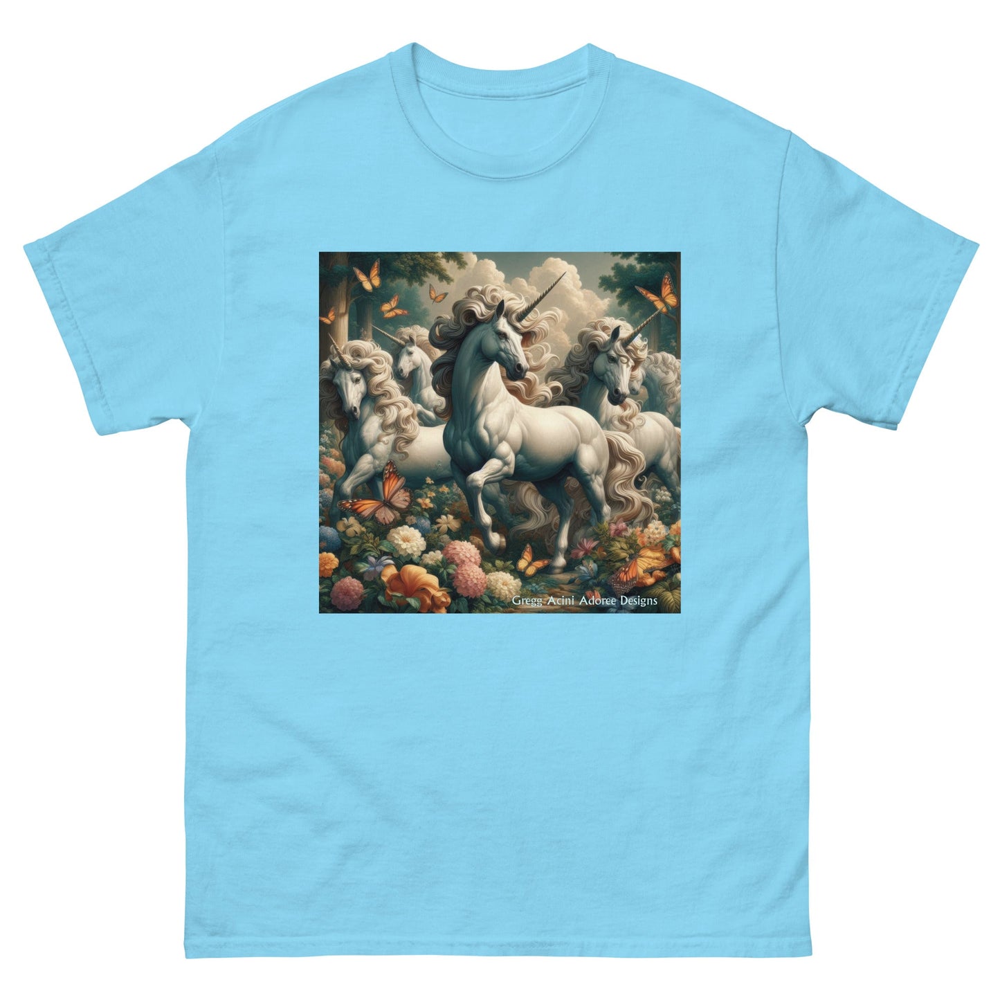 Unicorns and Butterflies Unisex classic tee by Gregg Acini Adoree Designs - Gregg Acini Adoree Designs - Tee Shirt